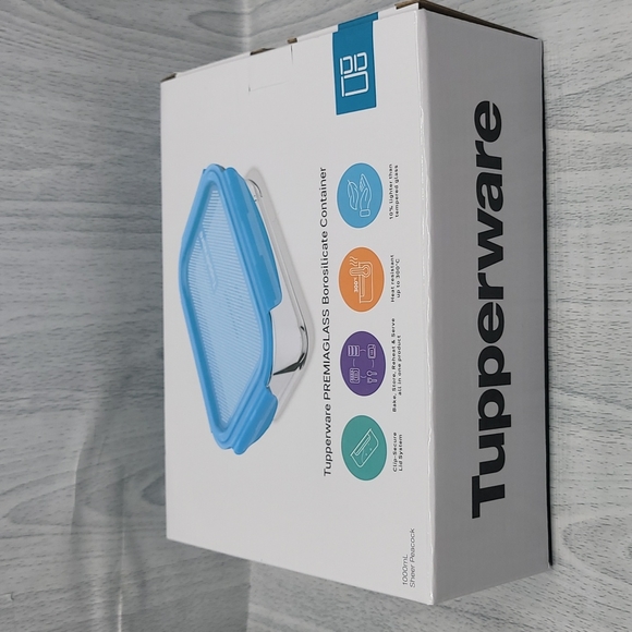Tupperware Premiaglass Containor 1L Peacock New - Picture 8 of 14